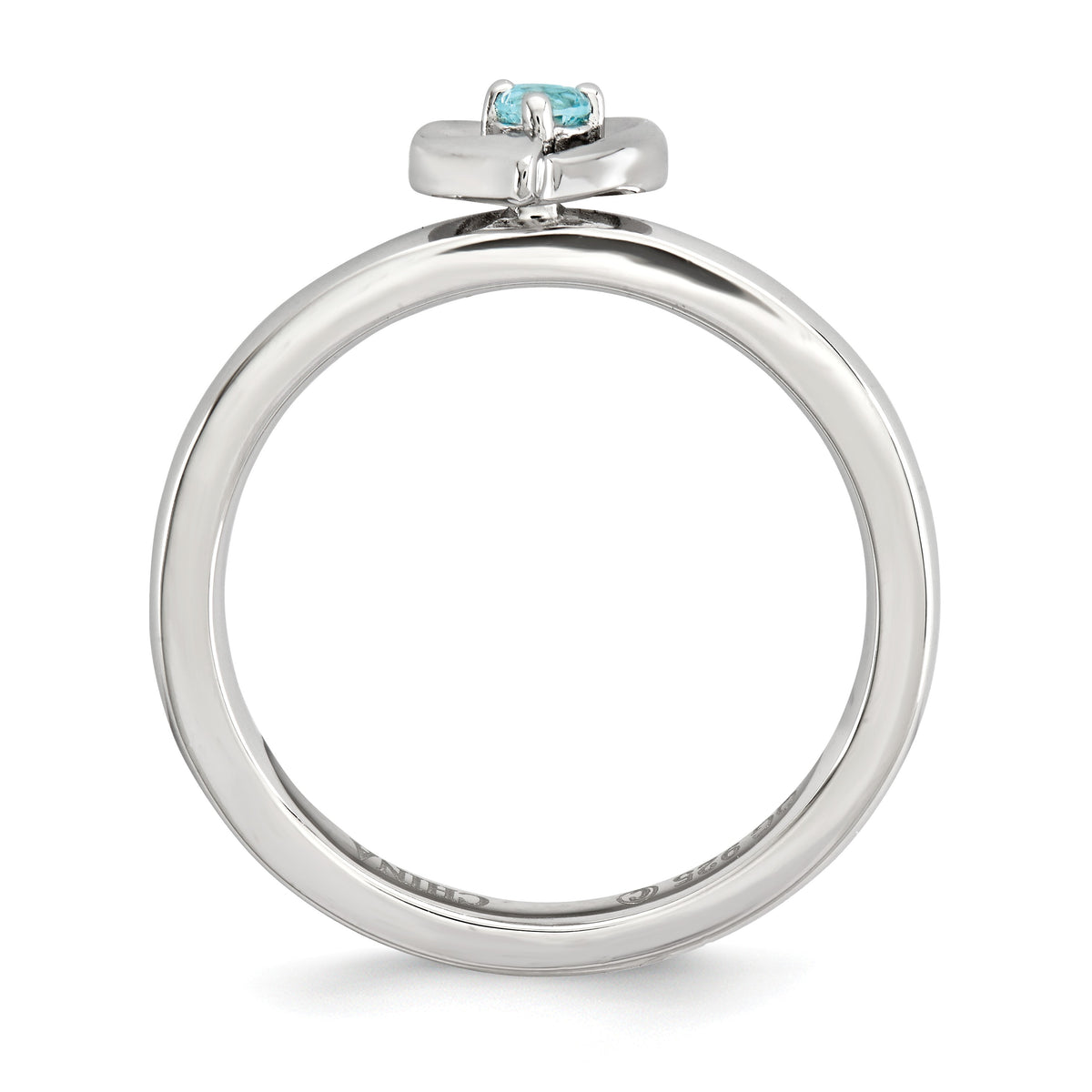 Alternate view of the Sterling Silver Stackable Expressions Blue Topaz 6mm Heart Ring by The Black Bow Jewelry Co.