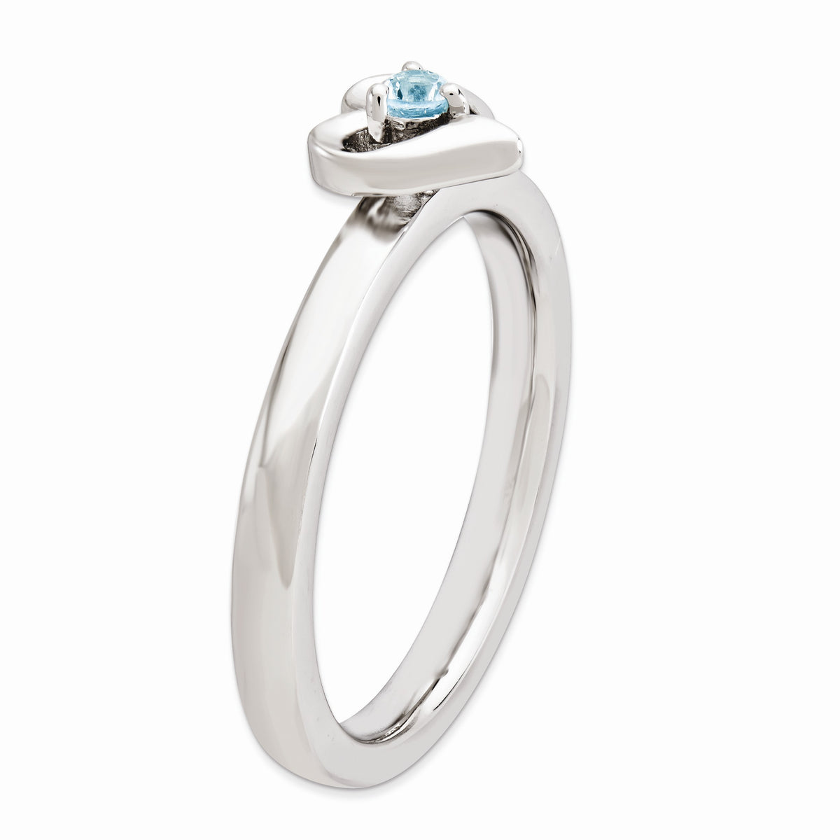 Alternate view of the Sterling Silver Stackable Expressions Blue Topaz 6mm Heart Ring by The Black Bow Jewelry Co.