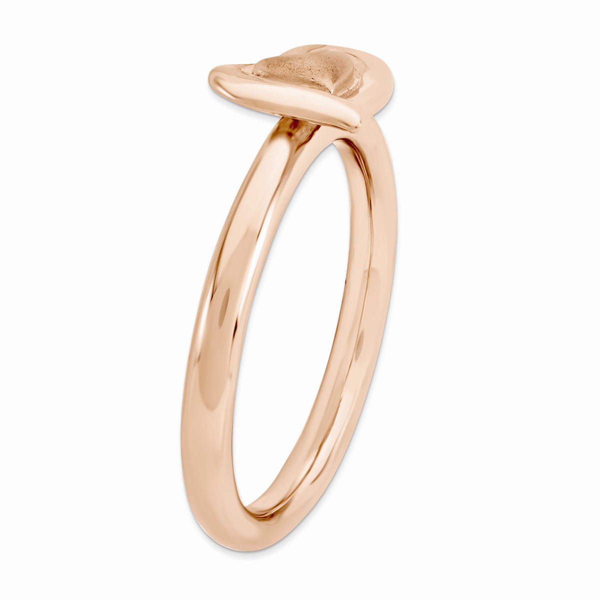 Alternate view of the Rose Gold Tone Plated Sterling Silver Stackable 9mm Heart Ring by The Black Bow Jewelry Co.