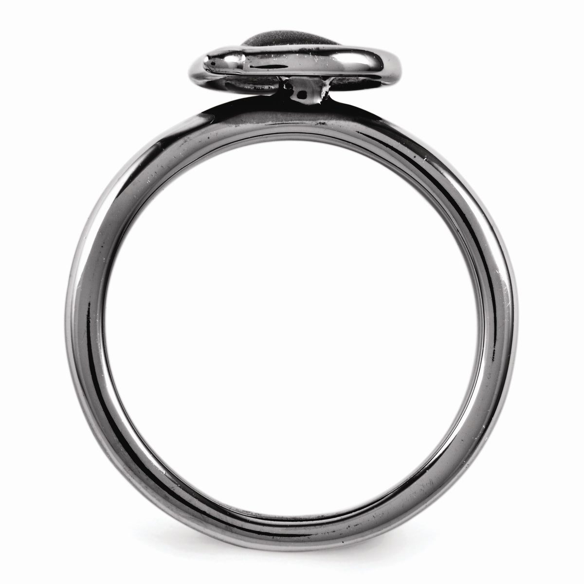 Alternate view of the Black Plated Sterling Silver Stackable 9mm Heart Ring by The Black Bow Jewelry Co.
