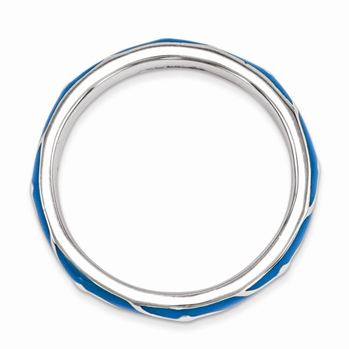 Alternate view of the 2.5mm Sterling Silver Stackable Expressions Blue Enamel Band by The Black Bow Jewelry Co.