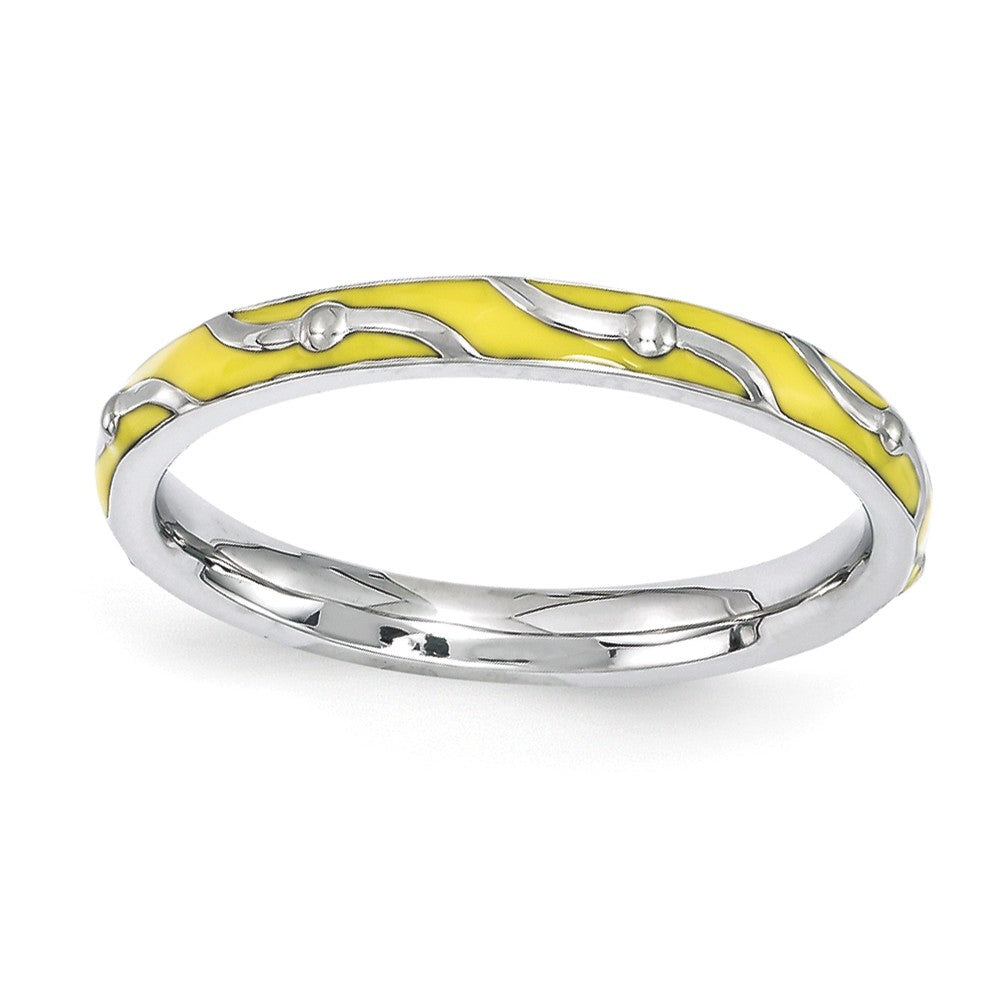 2.5mm Sterling Silver Stackable Expressions Yellow Enamel Band, Item R11205 by The Black Bow Jewelry Co.