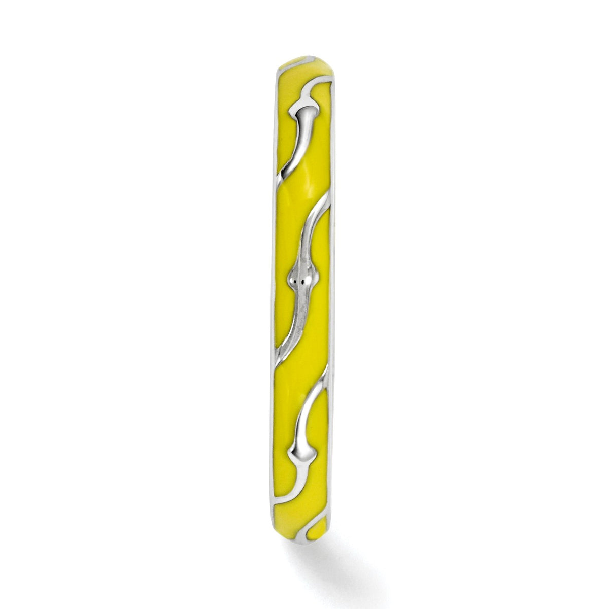 Alternate view of the 2.5mm Sterling Silver Stackable Expressions Yellow Enamel Band by The Black Bow Jewelry Co.