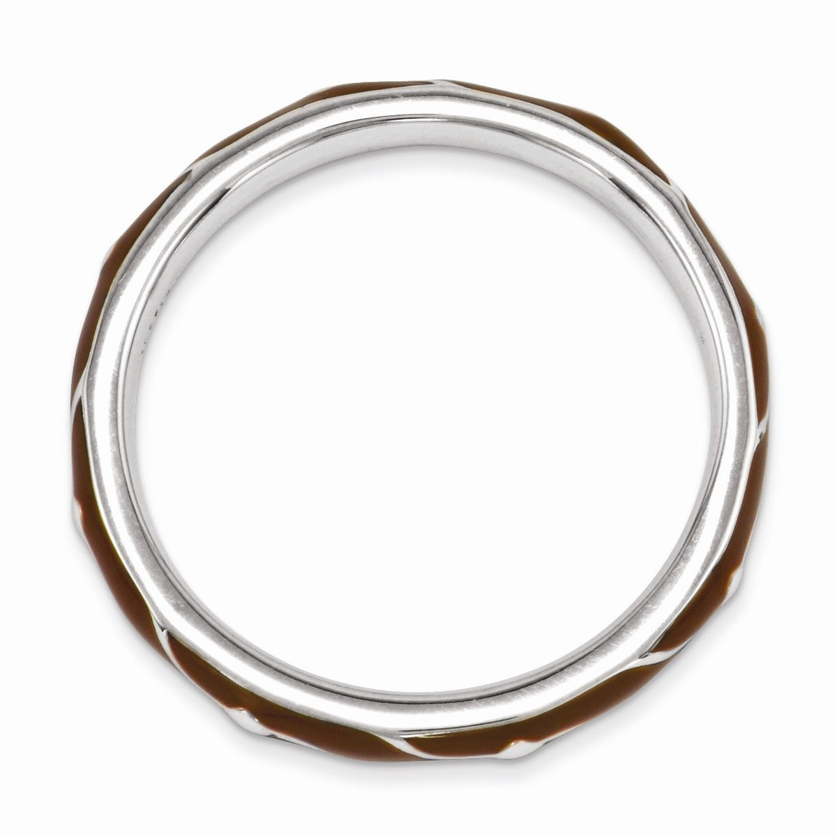 Alternate view of the 2.5mm Sterling Silver Stackable Expressions Brown Enamel Band by The Black Bow Jewelry Co.