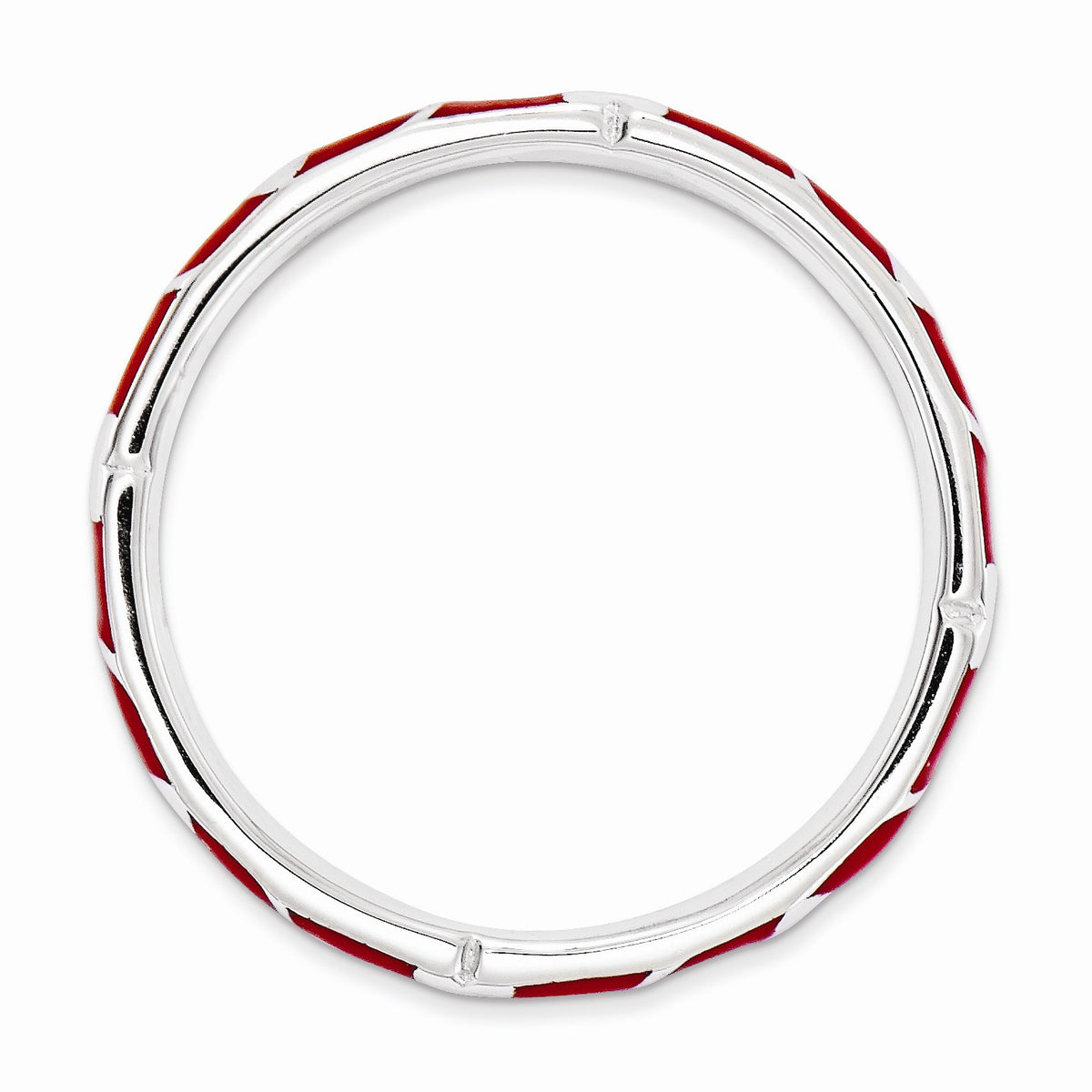 Alternate view of the 2.5mm Sterling Silver Stackable Expressions Red Enamel Heart Band by The Black Bow Jewelry Co.