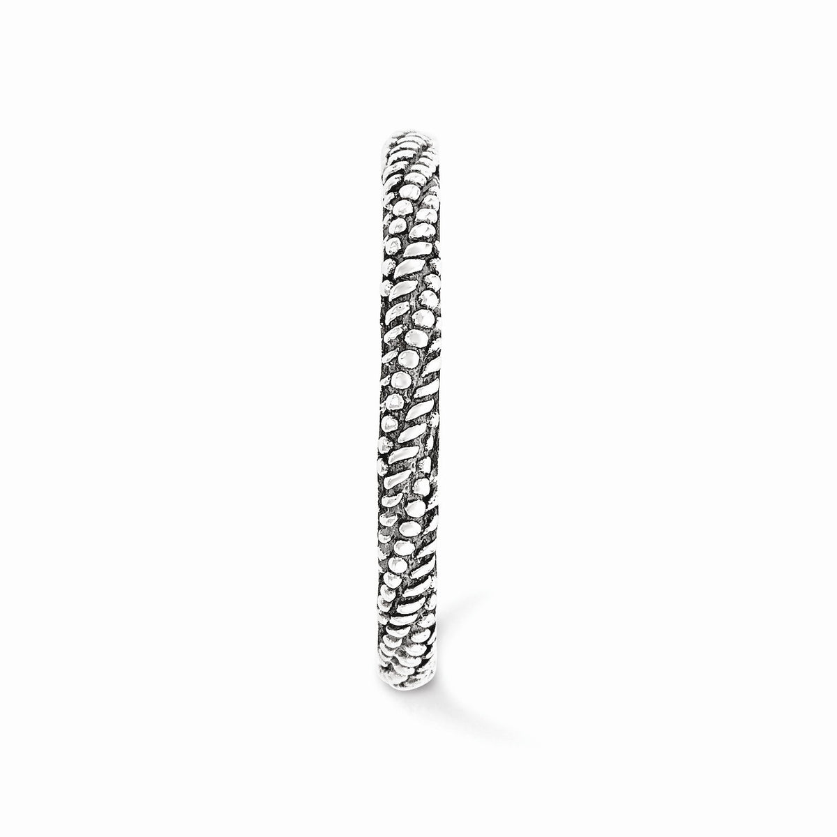 Alternate view of the 2.25mm Antiqued Sterling Silver Stackable Expressions Textured Band by The Black Bow Jewelry Co.