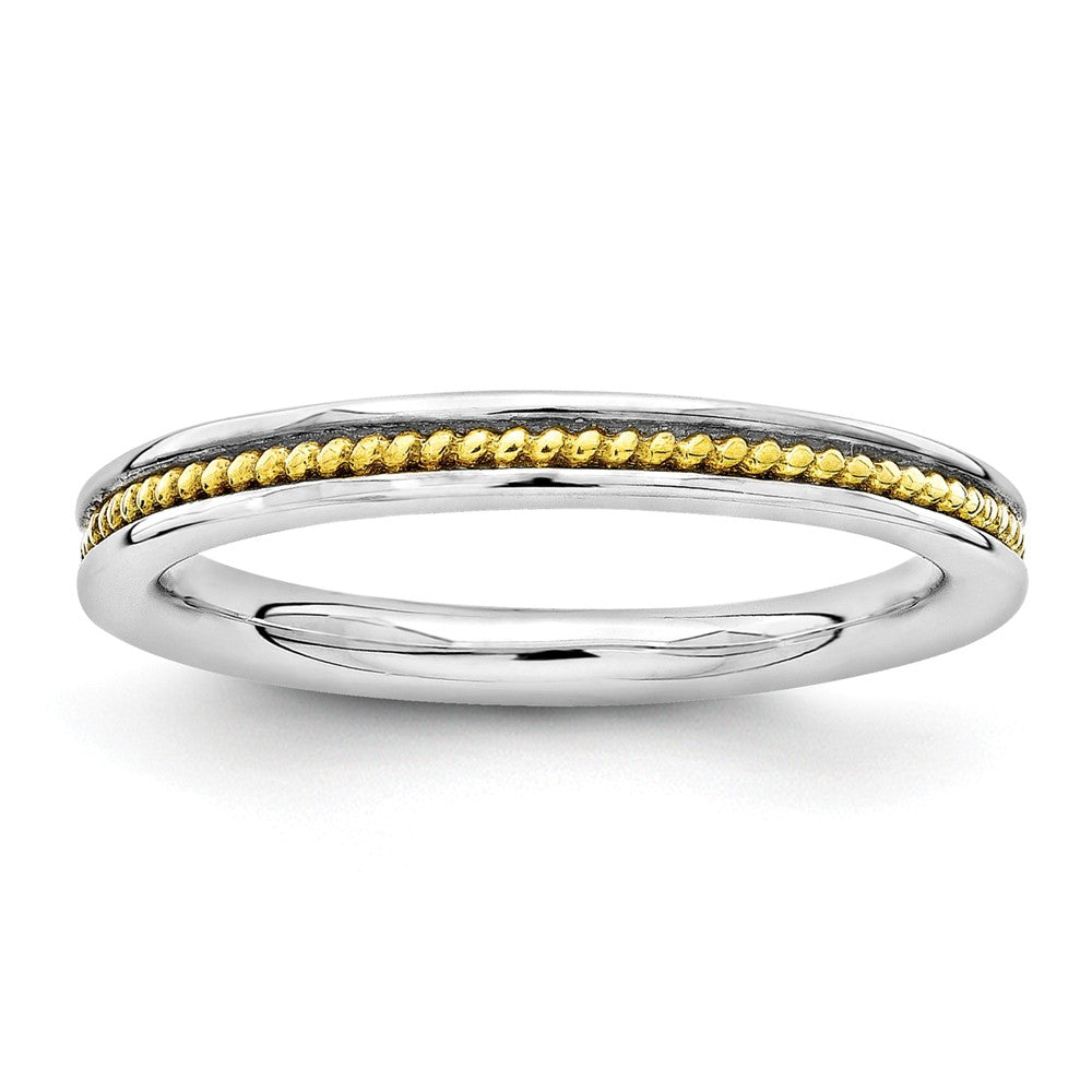 2.25mm Sterling Silver Stackable Gold Tone Plated Channeled Band, Item R11242 by The Black Bow Jewelry Co.