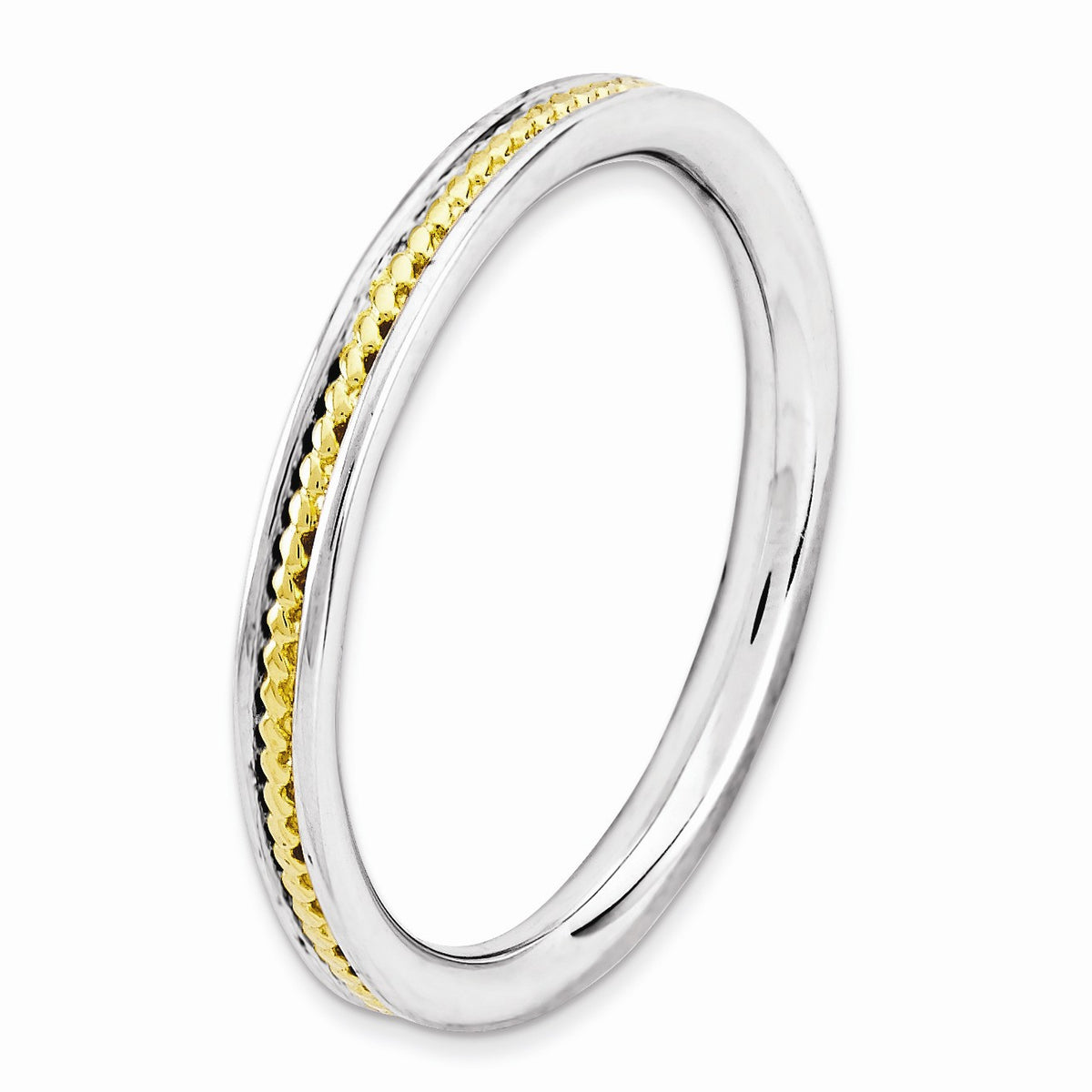 Alternate view of the 2.25mm Sterling Silver Stackable Gold Tone Plated Channeled Band by The Black Bow Jewelry Co.