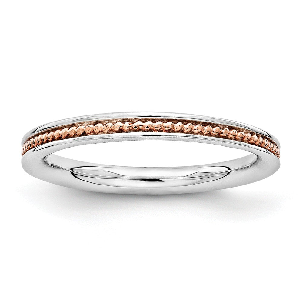 2.25mm Sterling Silver Stackable Rose Gold Tone Plated Channeled Band, Item R11244 by The Black Bow Jewelry Co.