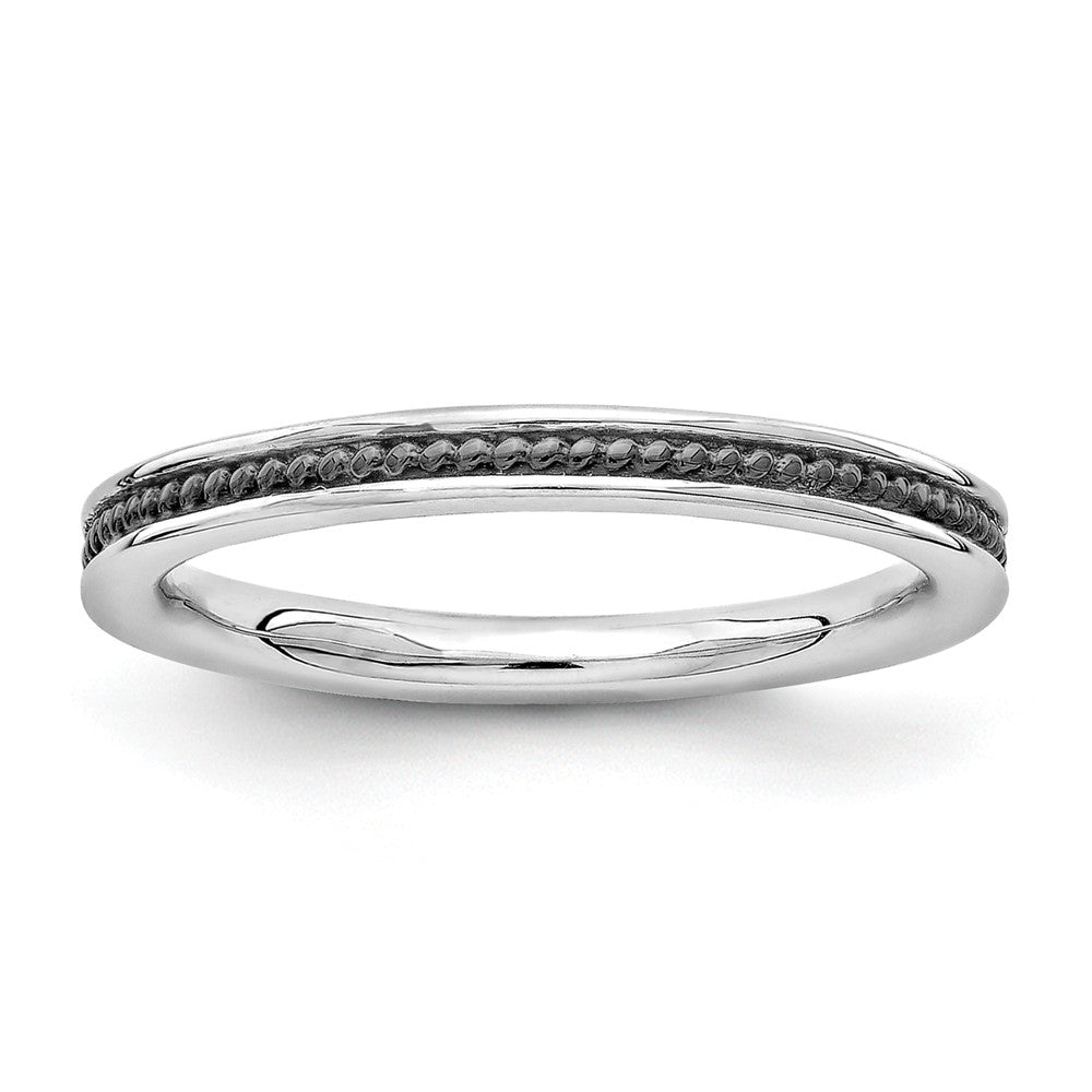 2.25mm Sterling Silver Stackable Black Ruthenium Plated Channeled Band, Item R11245 by The Black Bow Jewelry Co.