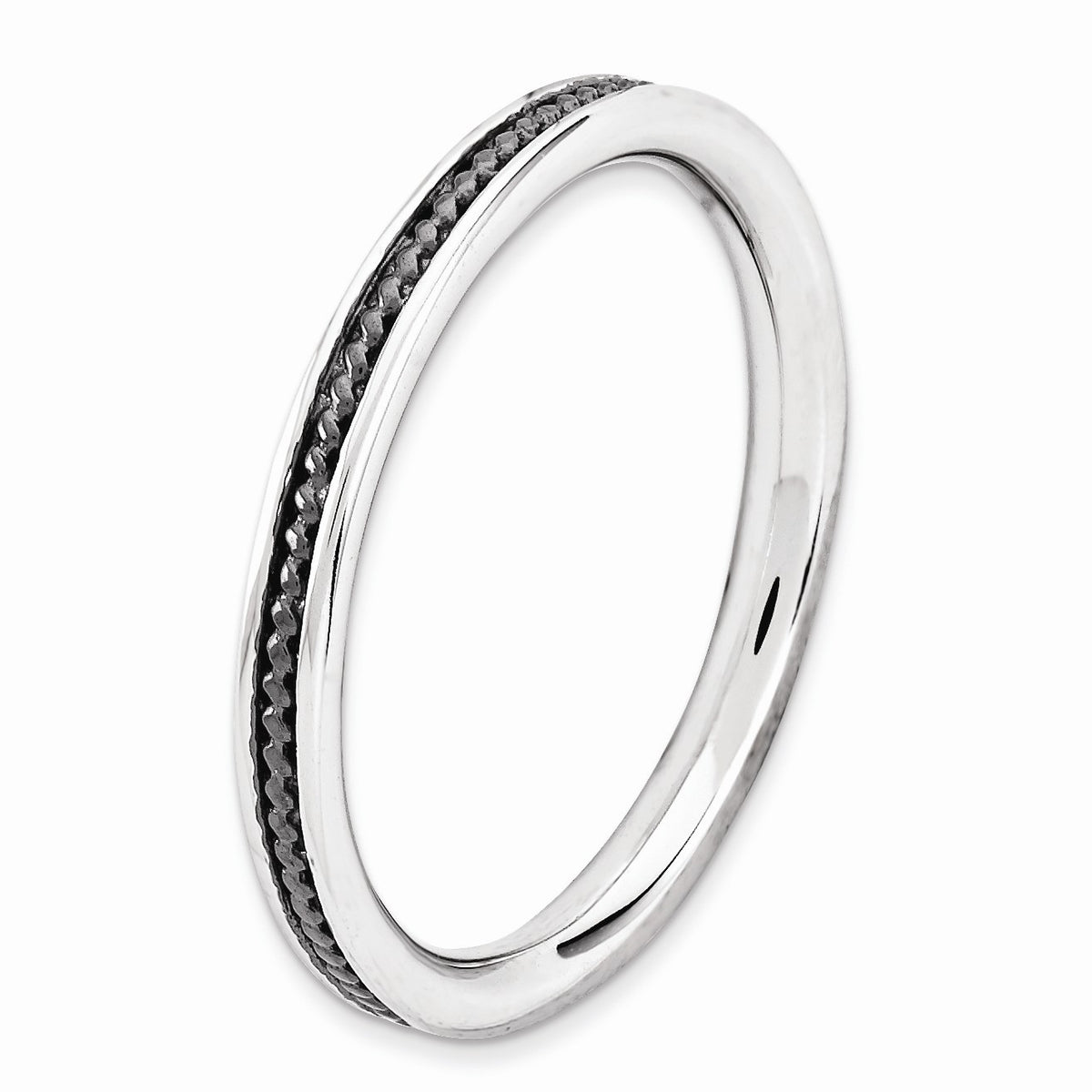 Alternate view of the 2.25mm Sterling Silver Stackable Black Ruthenium Plated Channeled Band by The Black Bow Jewelry Co.