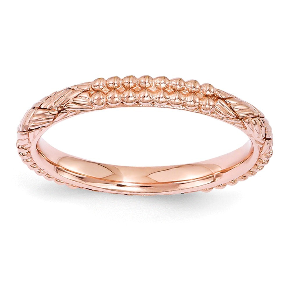 2.5mm Rose Gold Tone Plated Sterling Silver Stackable Patterned Band, Item R11248 by The Black Bow Jewelry Co.