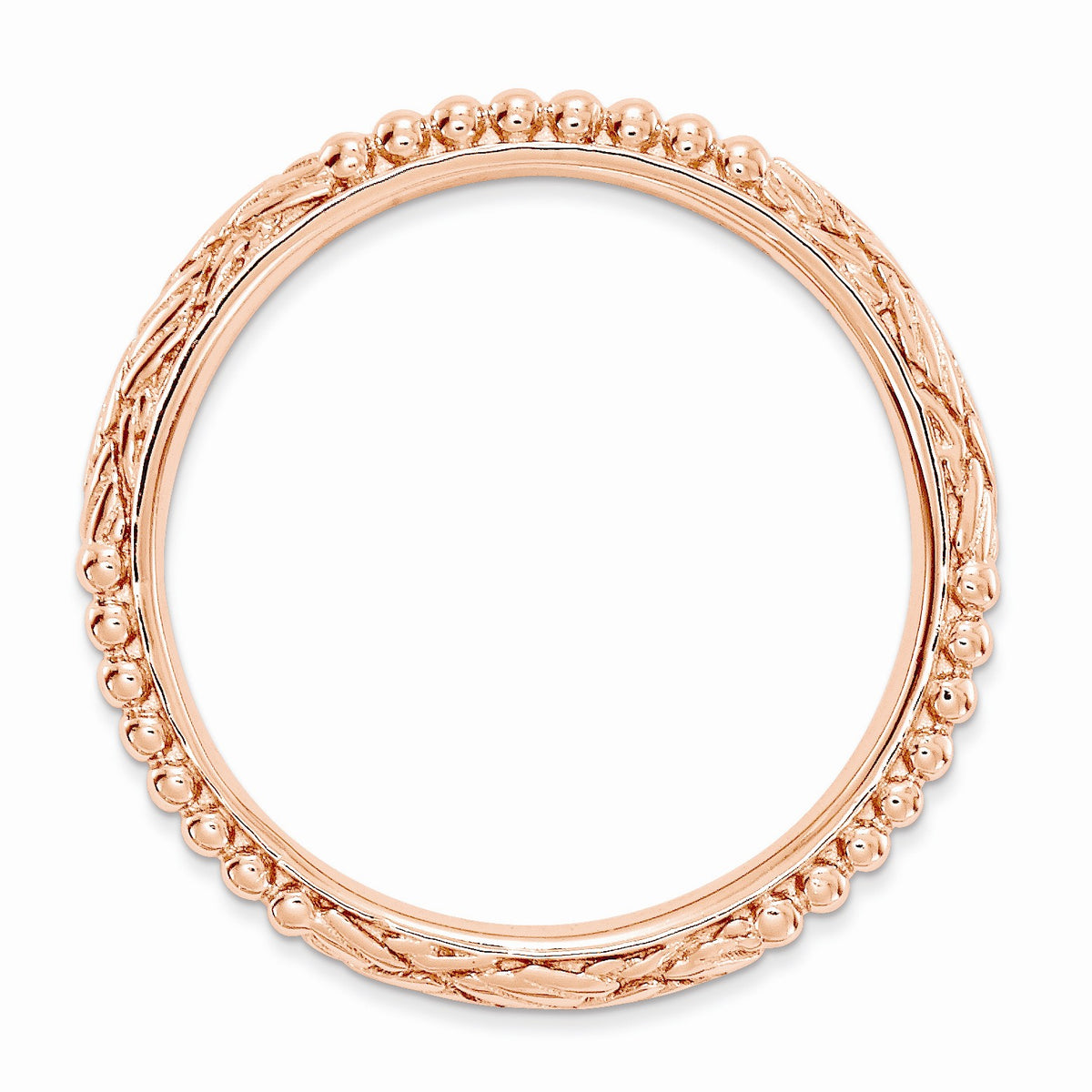 Alternate view of the 2.5mm Rose Gold Tone Plated Sterling Silver Stackable Patterned Band by The Black Bow Jewelry Co.