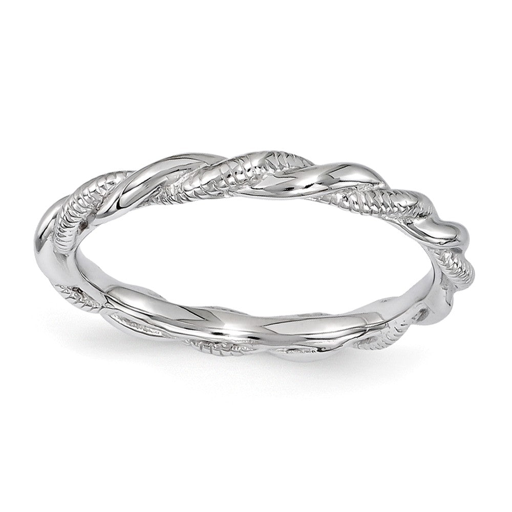 2.5mm Rhodium Plated Sterling Silver Stackable Twisted Band, Item R11251 by The Black Bow Jewelry Co.