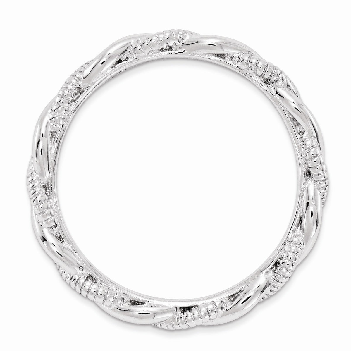 Alternate view of the 2.5mm Rhodium Plated Sterling Silver Stackable Twisted Band by The Black Bow Jewelry Co.
