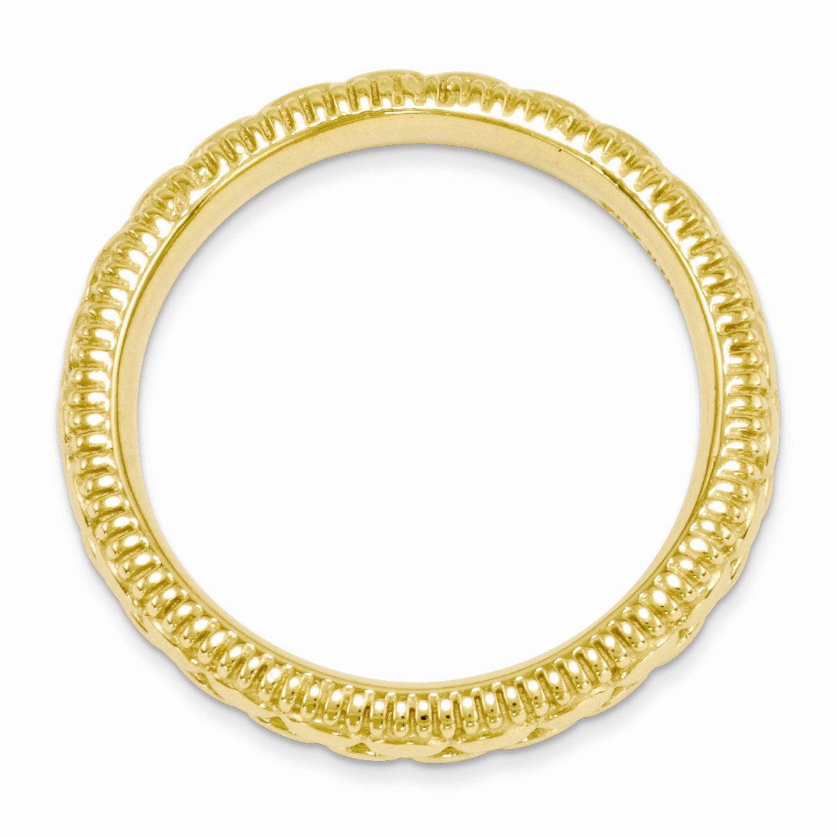 Alternate view of the 3.5mm 14k Yellow Gold Plated Sterling Silver Stackable Patterned Band by The Black Bow Jewelry Co.