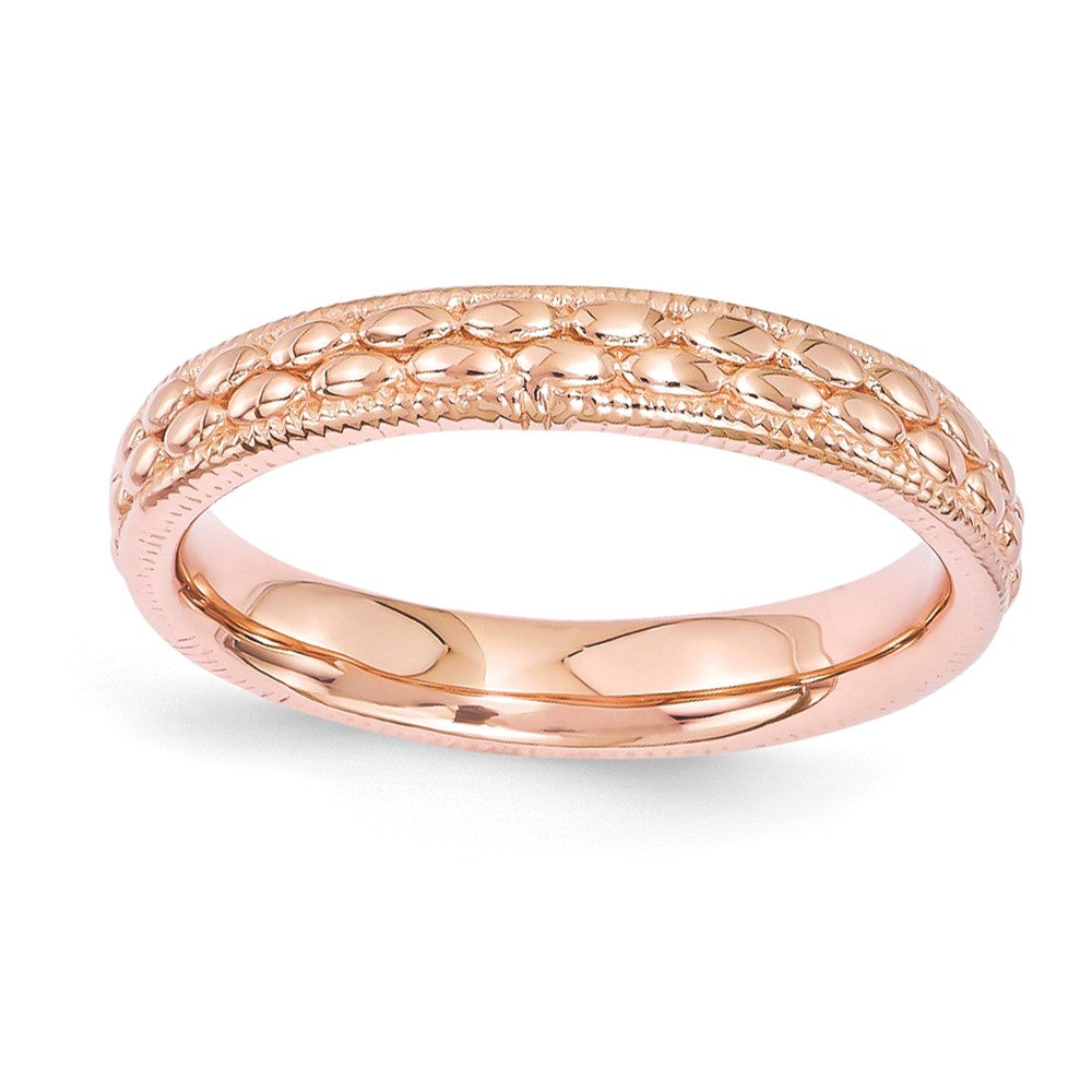 3.5mm 14k Rose Gold Plated Sterling Silver Stackable Patterned Band, Item R11265 by The Black Bow Jewelry Co.