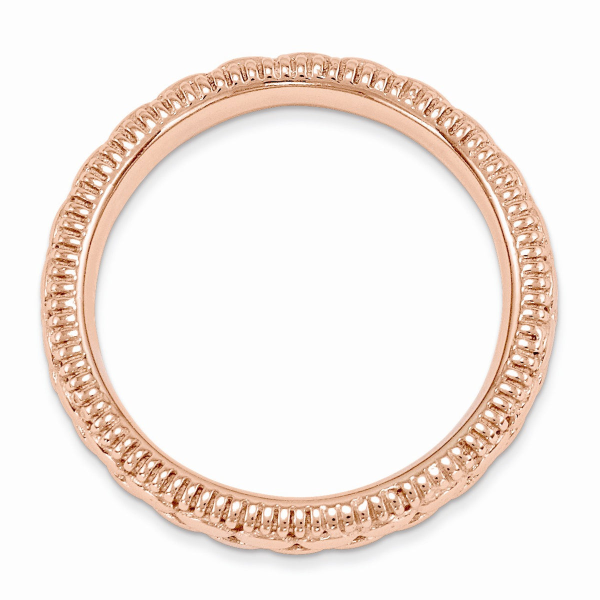 Alternate view of the 3.5mm 14k Rose Gold Plated Sterling Silver Stackable Patterned Band by The Black Bow Jewelry Co.