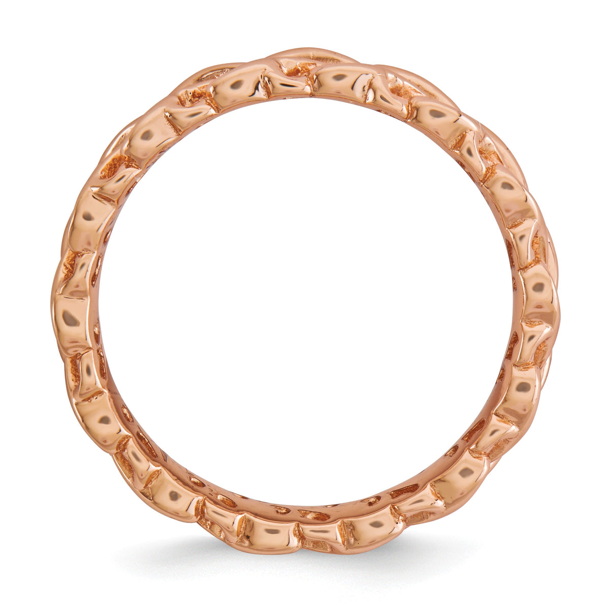 Alternate view of the 4.5mm Rose Gold Tone Plated Sterling Silver StackableCarved Heart Band by The Black Bow Jewelry Co.
