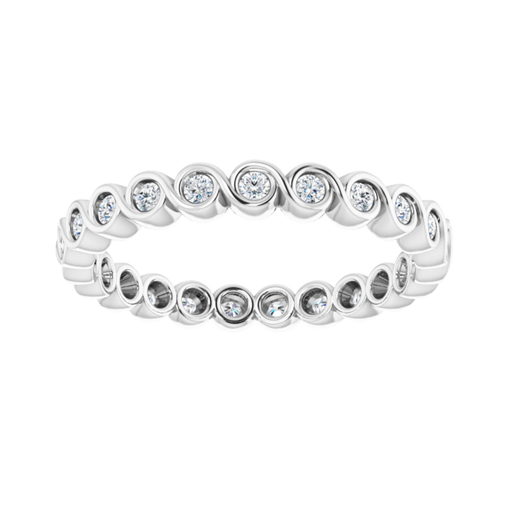 Alternate view of the 14K White Gold 1/3 CTW Diamond Bezel Set Eternity Swirl Band by The Black Bow Jewelry Co.