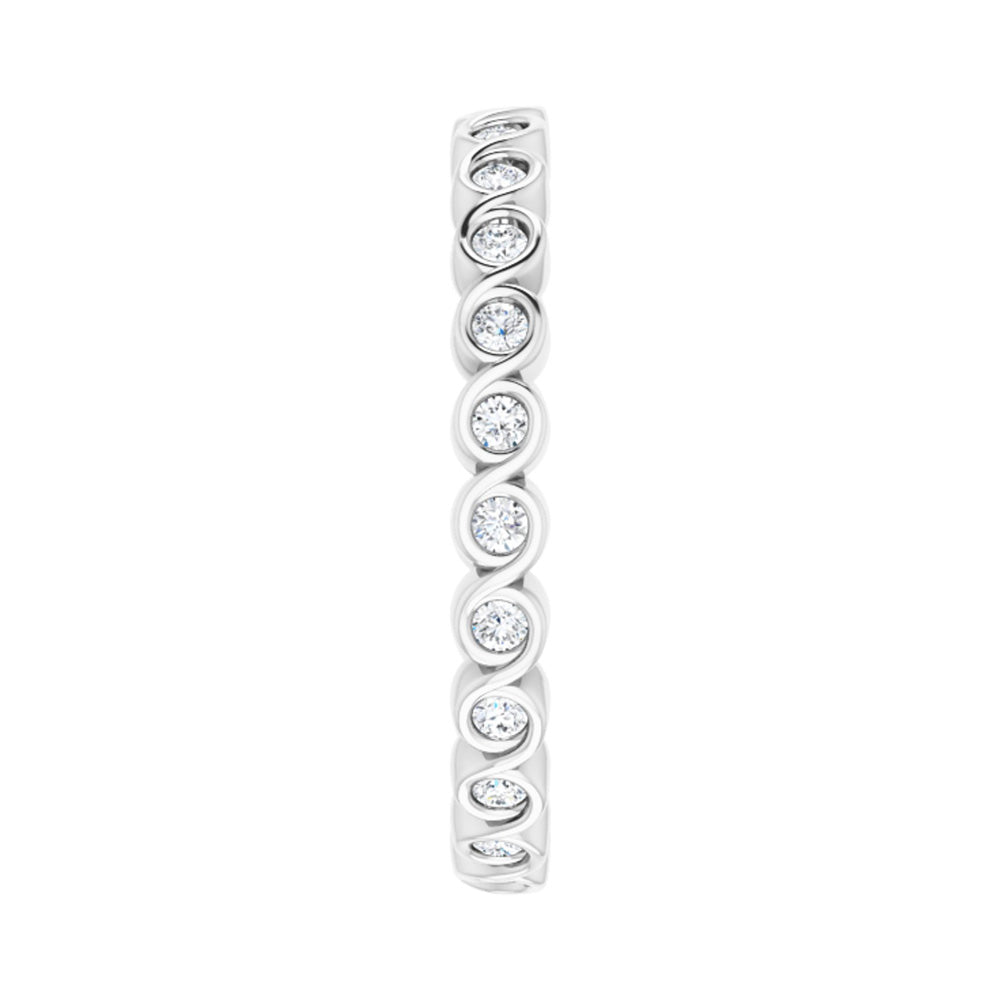 Alternate view of the 14K White Gold 1/3 CTW Diamond Bezel Set Eternity Swirl Band by The Black Bow Jewelry Co.