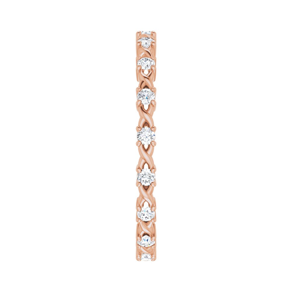 Alternate view of the 1.75mm 14K Rose Gold 1/4 CTW Diamond Eternity Band by The Black Bow Jewelry Co.