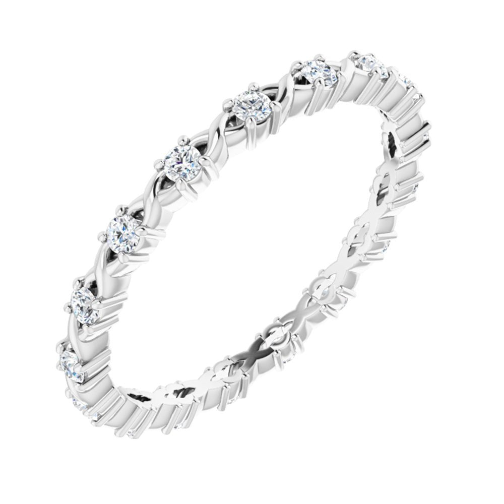 1.75mm 14K White Gold 1/4 CTW Diamond Eternity Band, Item R11292 by The Black Bow Jewelry Co.