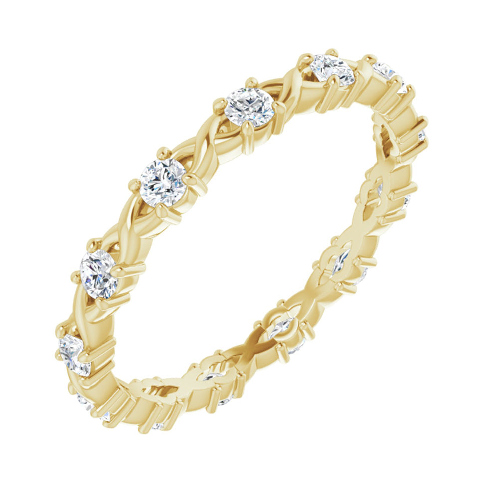 2mm 14K Yellow Gold 3/8 CTW Diamond Eternity Band, Item R11293 by The Black Bow Jewelry Co.