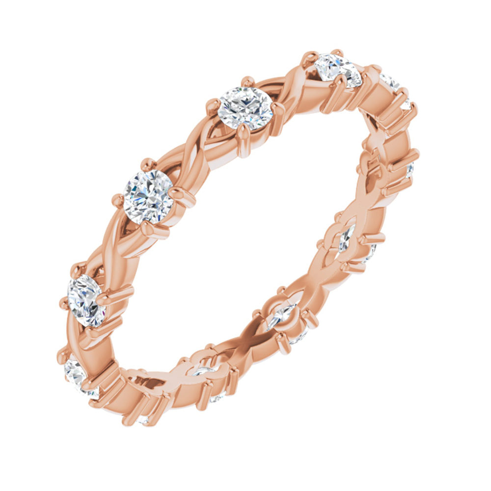 2mm 14K Rose Gold 3/8 CTW Diamond Eternity Band, Item R11294 by The Black Bow Jewelry Co.