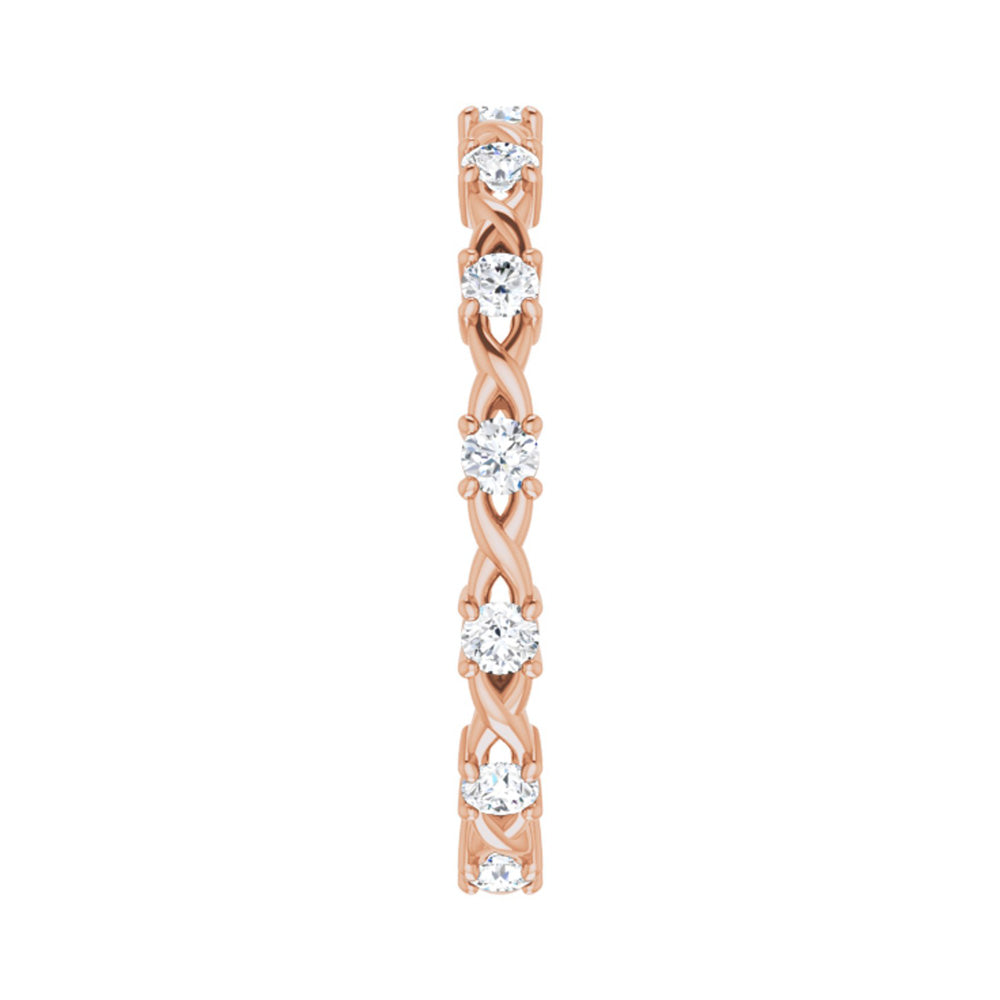 Alternate view of the 2mm 14K Rose Gold 3/8 CTW Diamond Eternity Band by The Black Bow Jewelry Co.