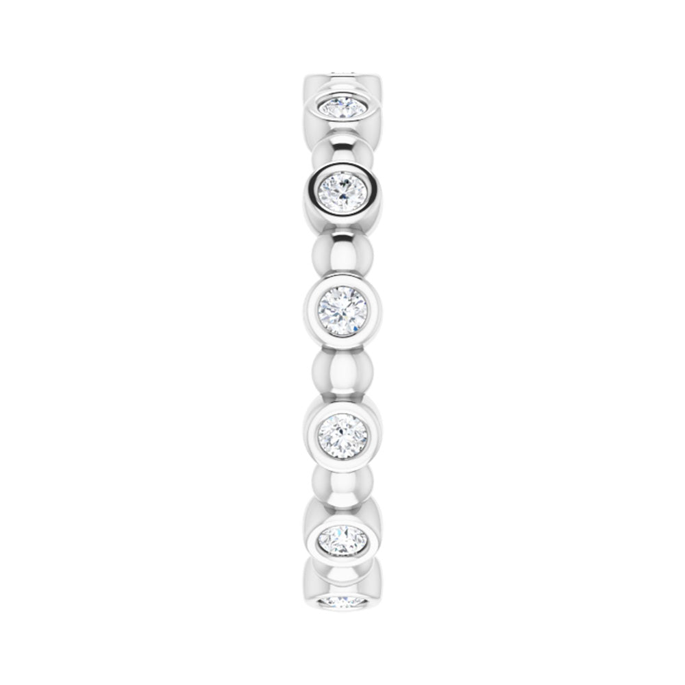 Alternate view of the 3.25mm 14K White Gold 1/4 CTW Diamond Bezel Set Eternity Band by The Black Bow Jewelry Co.