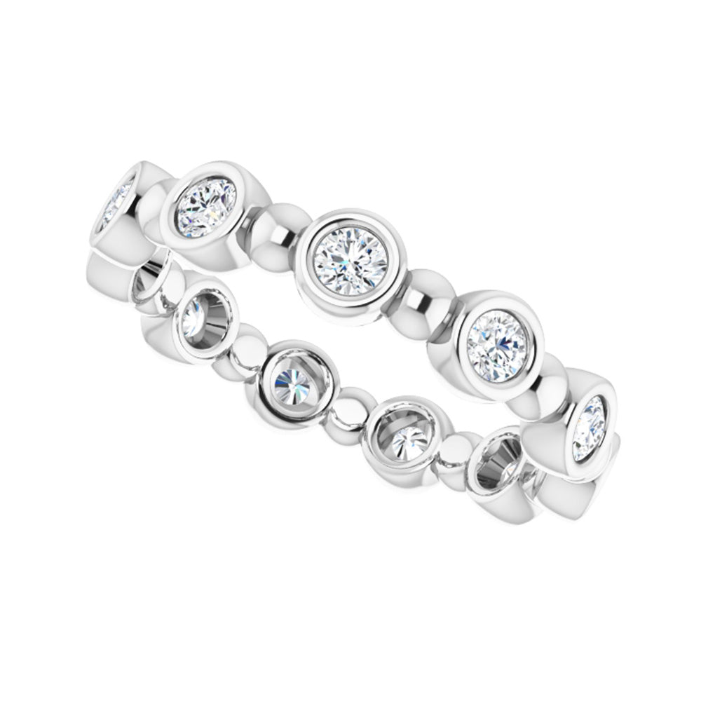 Alternate view of the 3.5mm 14K White Gold 1/2 CTW Diamond Bezel Set Eternity Band by The Black Bow Jewelry Co.