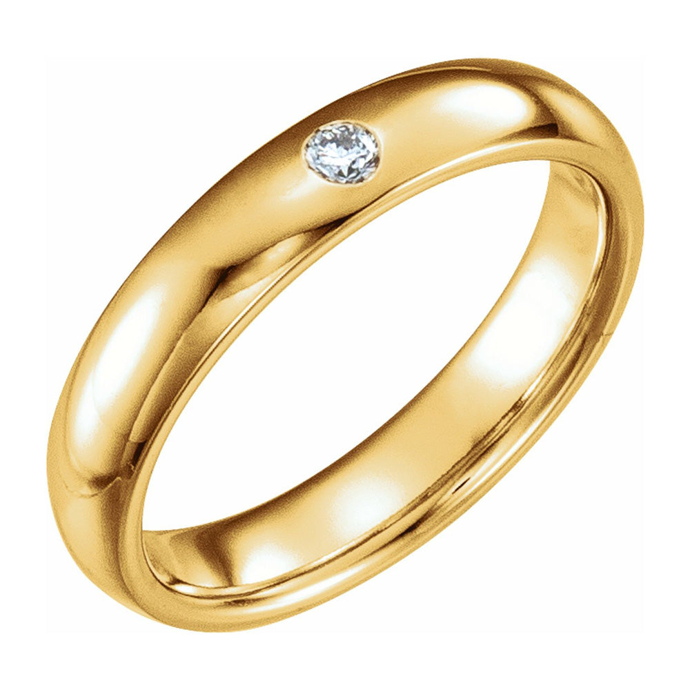 4mm 14k Yellow Gold .06 CT Diamond Half Round Comfort Fit Band, Item R11307 by The Black Bow Jewelry Co.