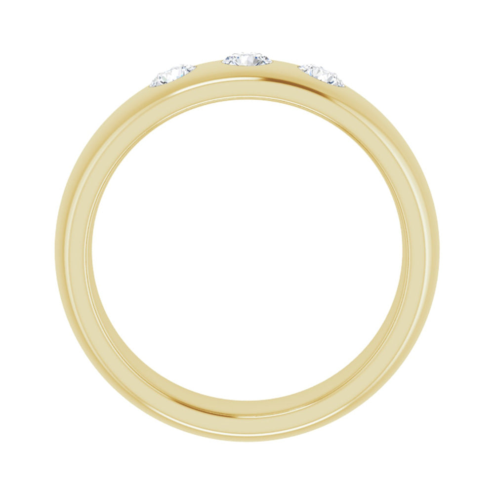 Alternate view of the 6mm 14k Yellow Gold 1/3Ctw Diamond 3 Stone Half Round Comfort Fit Band by The Black Bow Jewelry Co.