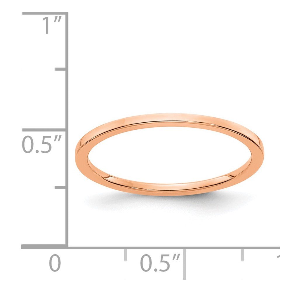Alternate view of the 1.2mm 10k Rose Gold Polished Flat Stackable Band by The Black Bow Jewelry Co.