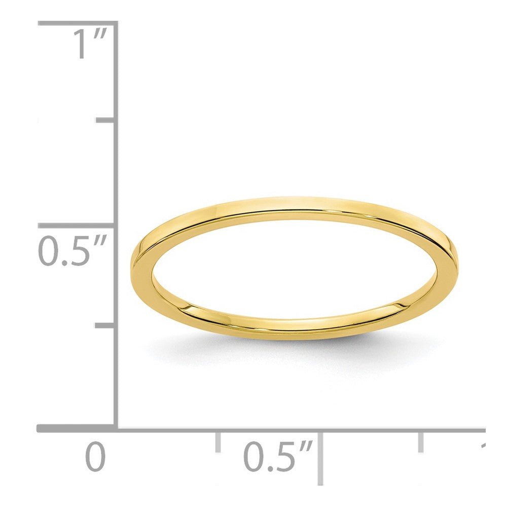 Alternate view of the 1.2mm 10k Yellow Gold Polished Flat Stackable Band by The Black Bow Jewelry Co.