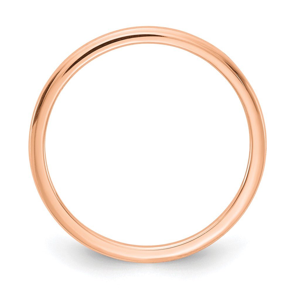 Alternate view of the 1.2mm 10k Rose Gold Polished Half Round Stackable Band by The Black Bow Jewelry Co.