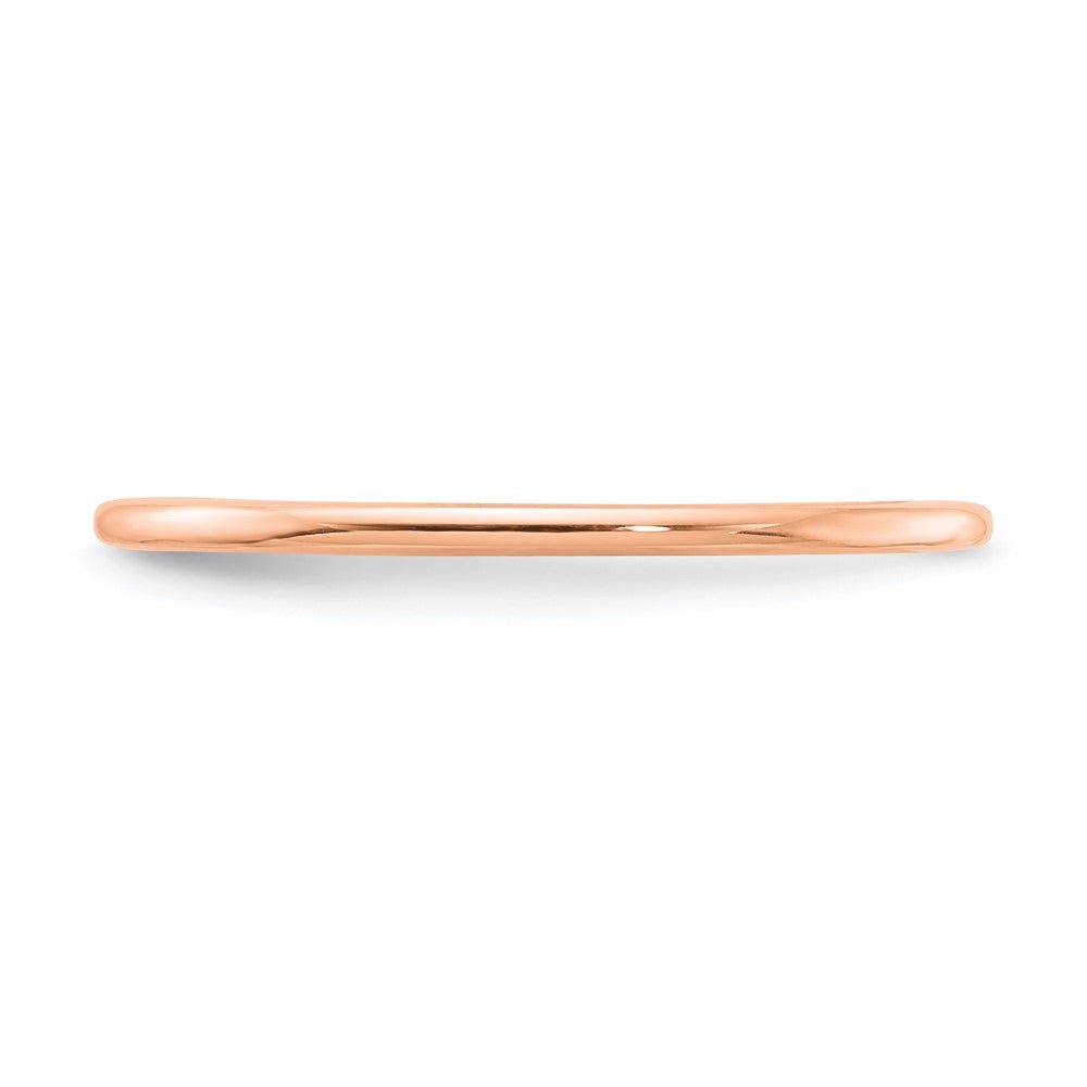 Alternate view of the 1.2mm 10k Rose Gold Polished Half Round Stackable Band by The Black Bow Jewelry Co.