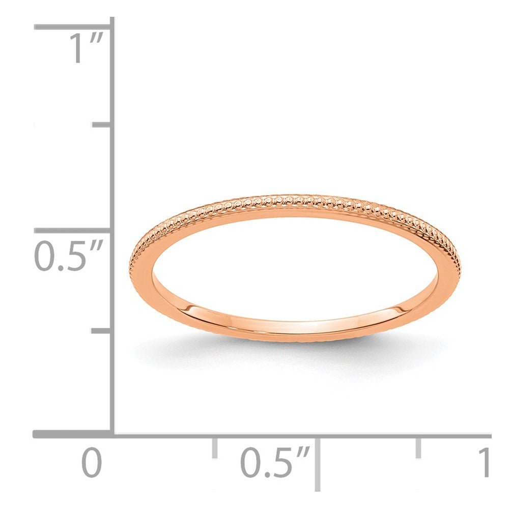 Alternate view of the 1.2mm 10k Rose Gold Beaded Stackable Band by The Black Bow Jewelry Co.