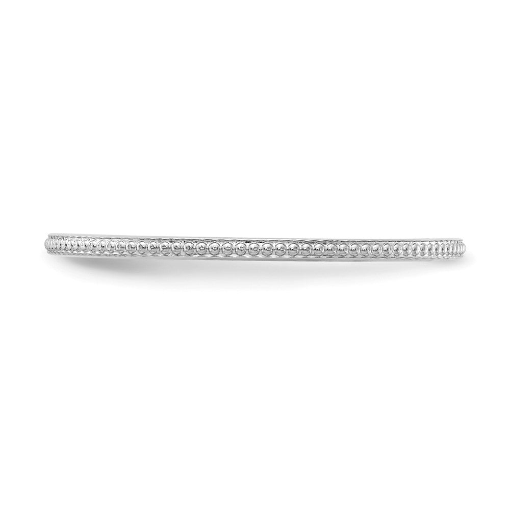 Alternate view of the 1.2mm 10k White Gold Beaded Stackable Band by The Black Bow Jewelry Co.