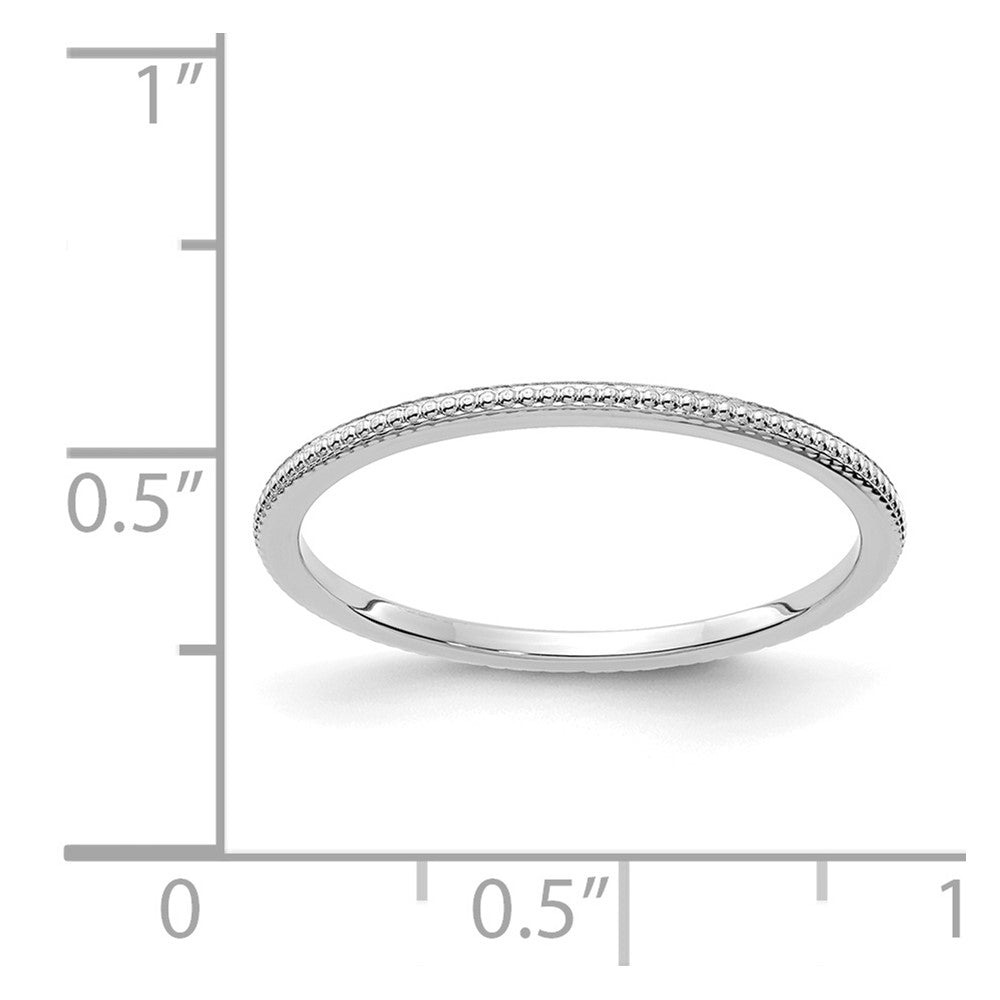 Alternate view of the 1.2mm 10k White Gold Beaded Stackable Band by The Black Bow Jewelry Co.