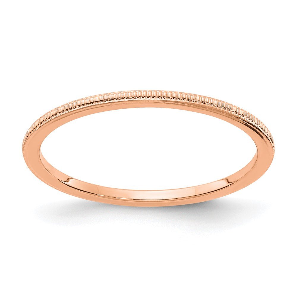1.2mm 10k Rose Gold Milgrain Stackable Band, Item R11326 by The Black Bow Jewelry Co.