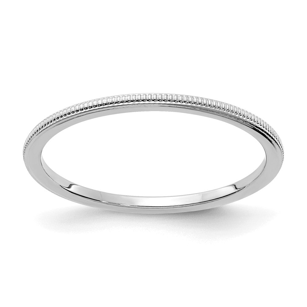 1.2mm 10k White Gold Milgrain Stackable Band, Item R11327 by The Black Bow Jewelry Co.