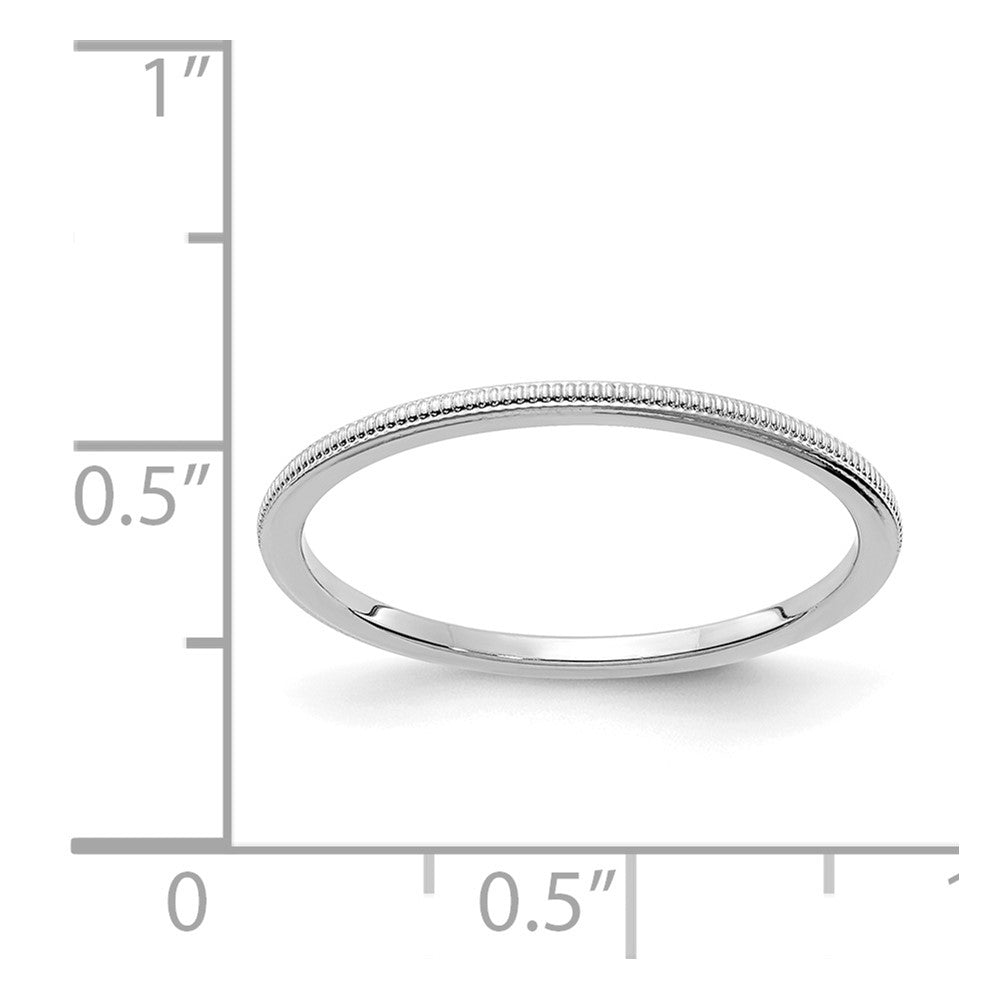 Alternate view of the 1.2mm 10k White Gold Milgrain Stackable Band by The Black Bow Jewelry Co.
