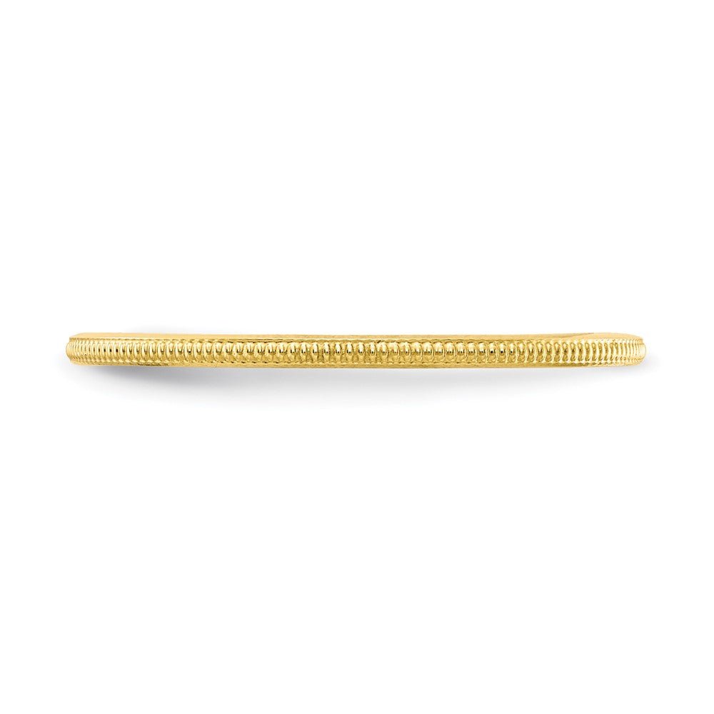 Alternate view of the 1.2mm 10k Yellow Gold Milgrain Stackable Band by The Black Bow Jewelry Co.