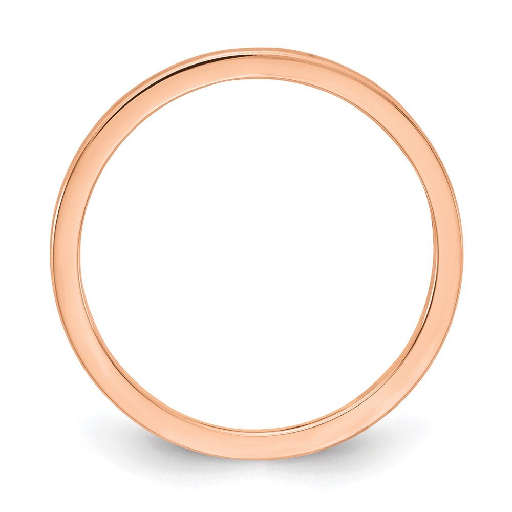 Alternate view of the 1.2mm 10k Rose Gold Crisscross Flat Stackable Band by The Black Bow Jewelry Co.