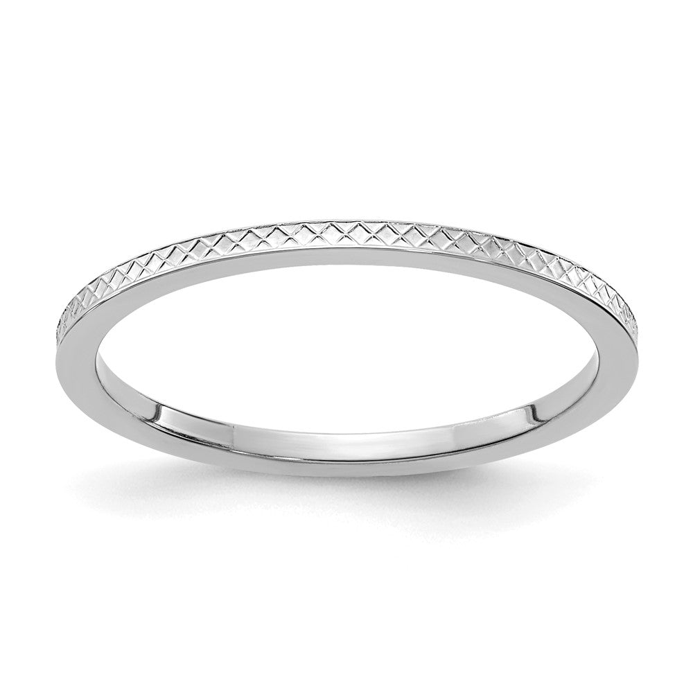 1.2mm 10k White Gold Crisscross Flat Stackable Band, Item R11330 by The Black Bow Jewelry Co.