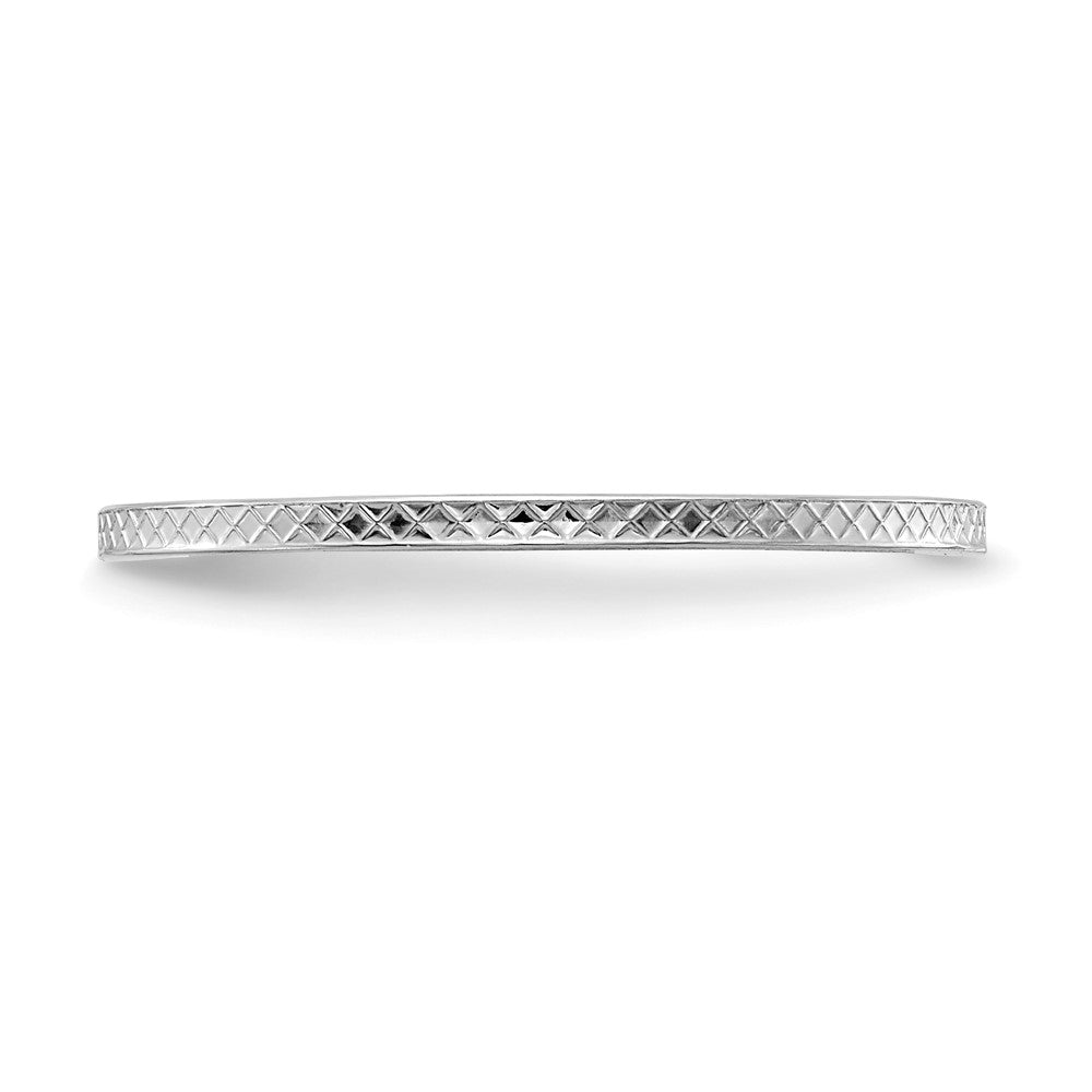 Alternate view of the 1.2mm 10k White Gold Crisscross Flat Stackable Band by The Black Bow Jewelry Co.