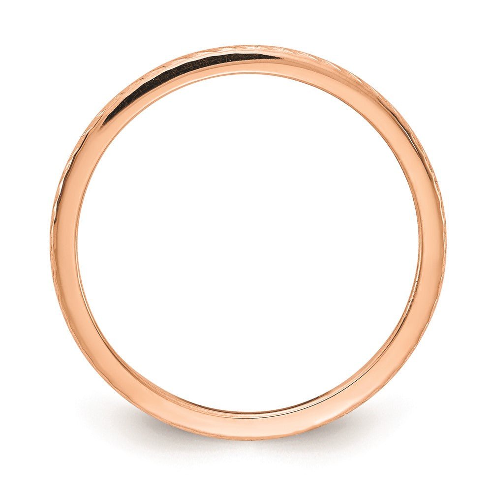 Alternate view of the 1.2mm 10k Rose Gold Twisted Pattern Stackable Band by The Black Bow Jewelry Co.