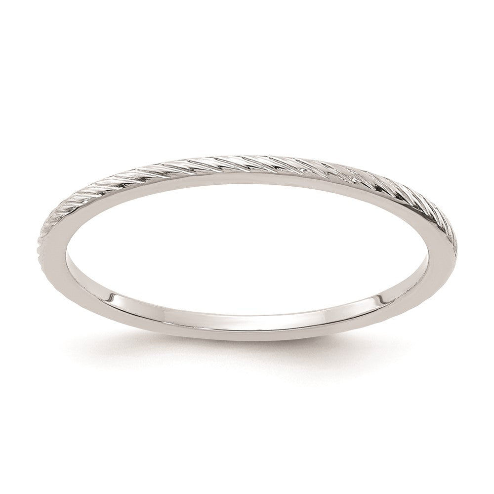 1.2mm 10k White Gold Twisted Pattern Stackable Band, Item R11336 by The Black Bow Jewelry Co.